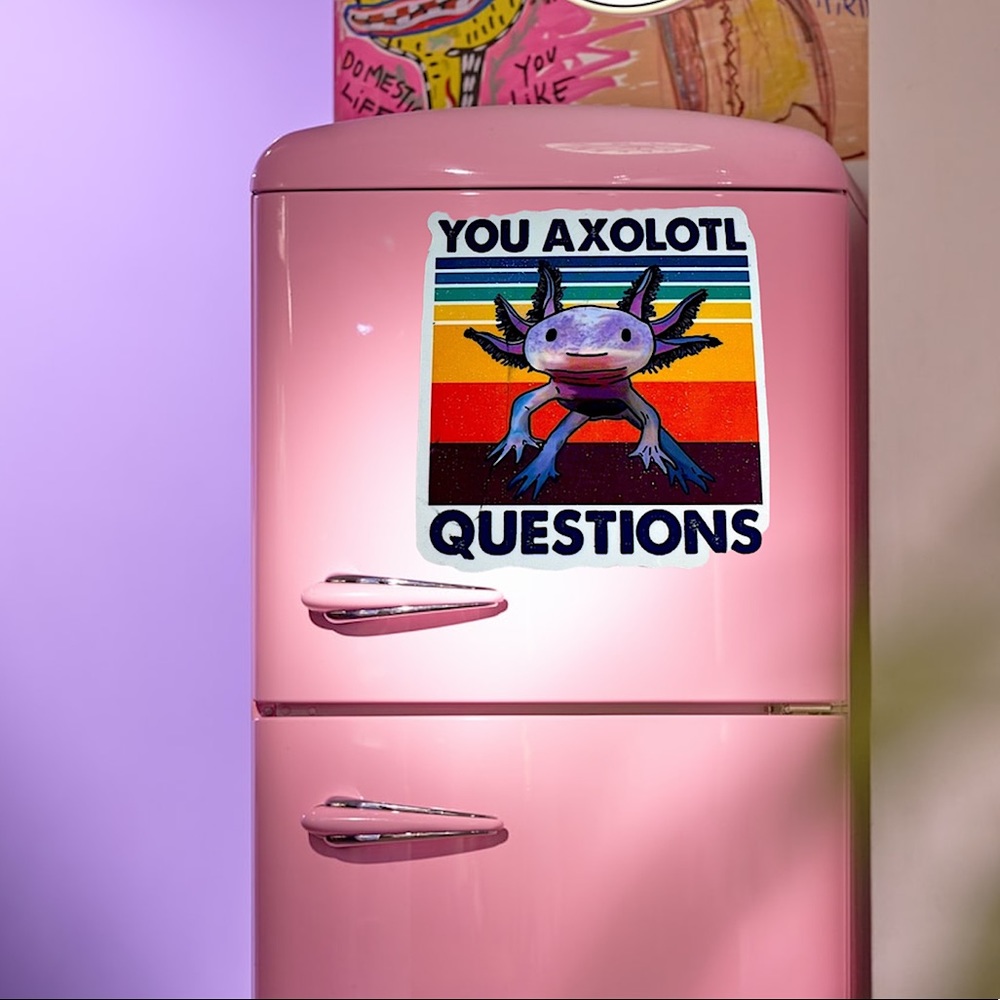 You Axolotl Questions Adorable Axolotl Retro Vibes Single Decor MAGNET
